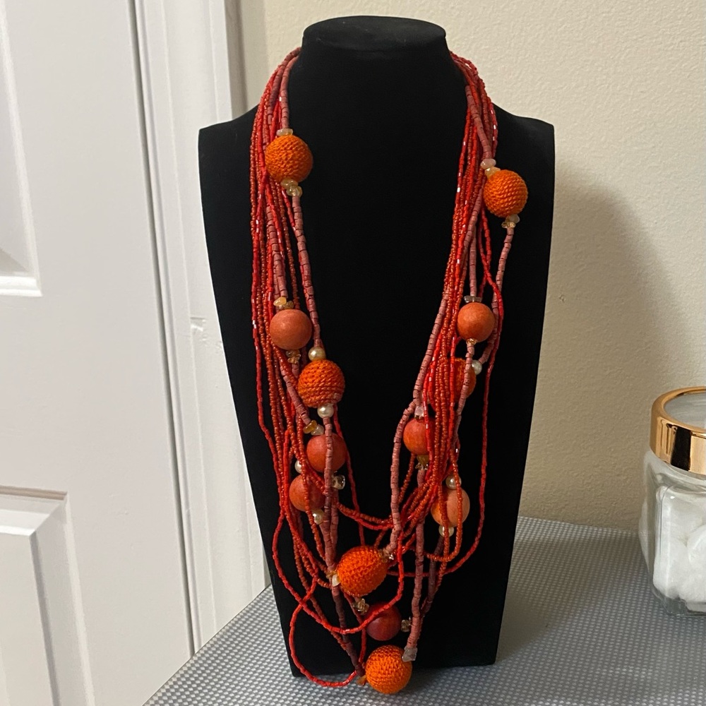 Layered beaded statement necklace